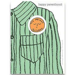 1973 Happy Parenthood Greetings Card And Badge by Egg Press for