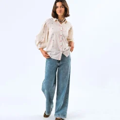 Women Lollys Laundry SS25 Heidi Shirt in Creme by Lollys Laundry